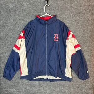 VINTAGE VTG 1990'S STARTER MLB BOSTON RED‎ SOX ZIP JACKET COAT EMBROIDERED XL